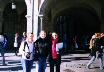 Interview mit Louise auf der Plaza Mayor.
